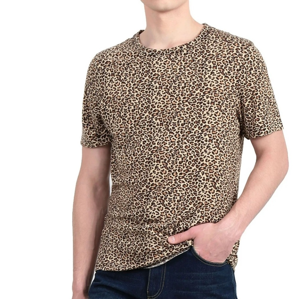 Unisex leopard Print Allegra K T-shirt